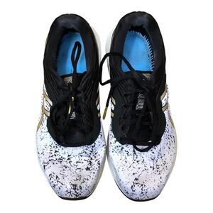 ASICS Gel-Pulse 11 Breathable Black White Stylish Gold Accents 7.5M Preowned